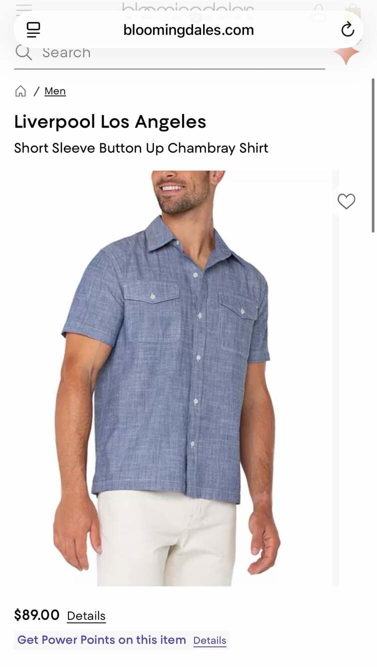 Liverpool Los Angeles Short Sleeve Button Up Chambray Shirt